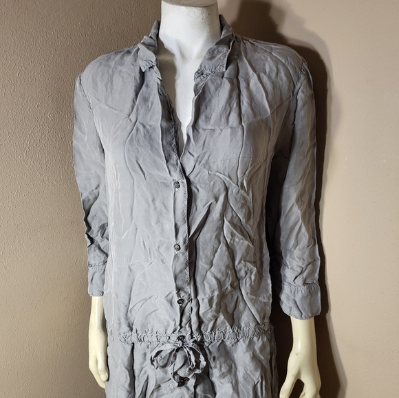 Standard James Perse Silver Gray Button Down Tie Waist Dress Sz 4/XL...I… - Picture 5 of 6